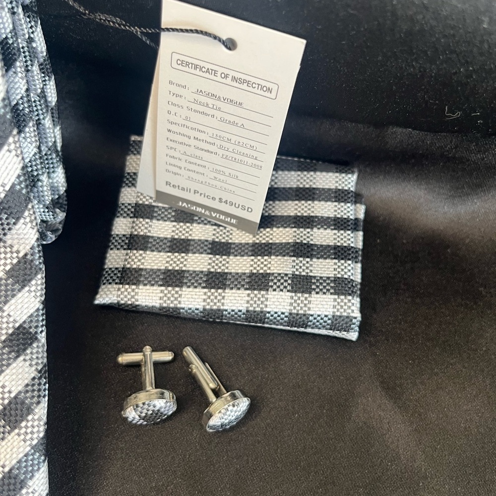 Checkered Black and White Tie Set -NWT- - Picture 3 of 3